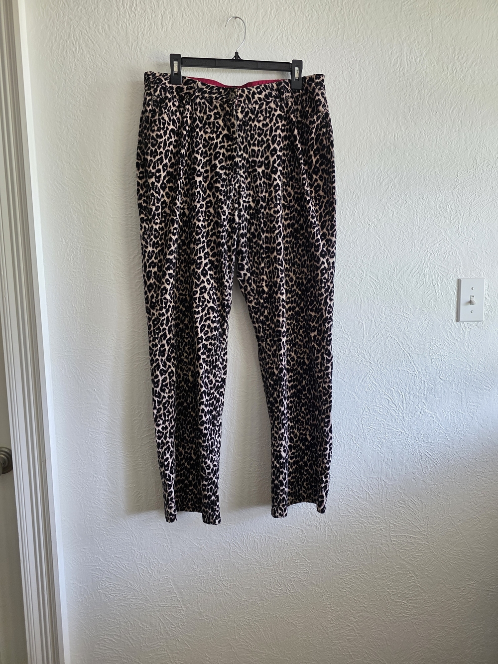 Susan Bristol Leopard Print Straight Leg Pants in Brown and Black